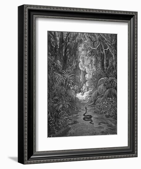 Paradise Lost, by Milton: The serpent approaches-Gustave Dore-Framed Giclee Print