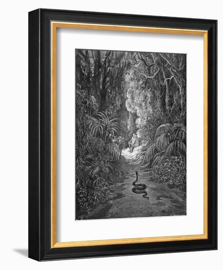 Paradise Lost, by Milton: The serpent approaches-Gustave Dore-Framed Giclee Print