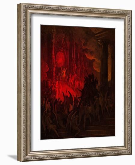 Paradise Lost: Satan in Council, engraving by Gustave Doré-Gustave Dore-Framed Giclee Print