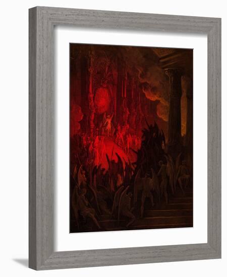 Paradise Lost: Satan in Council, engraving by Gustave Doré-Gustave Dore-Framed Giclee Print