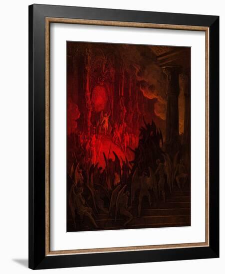 Paradise Lost: Satan in Council, engraving by Gustave Doré-Gustave Dore-Framed Giclee Print