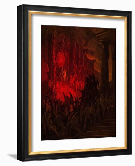 Paradise Lost: Satan in Council, engraving by Gustave Doré-Gustave Dore-Framed Giclee Print