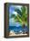 Paradise Palm Tree with a Sailboat on the Ocean - Florida-Philippe Hugonnard-Framed Premier Image Canvas