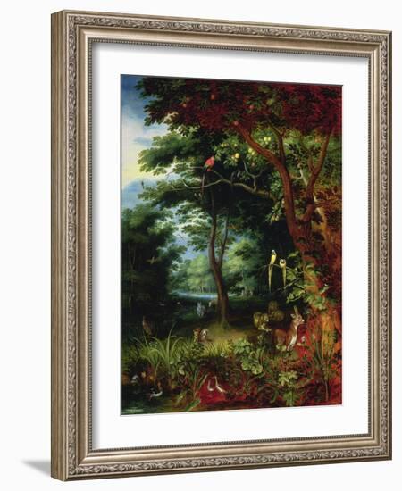 Paradise Scene with Adam and Eve-Jan Brueghel the Younger-Framed Giclee Print