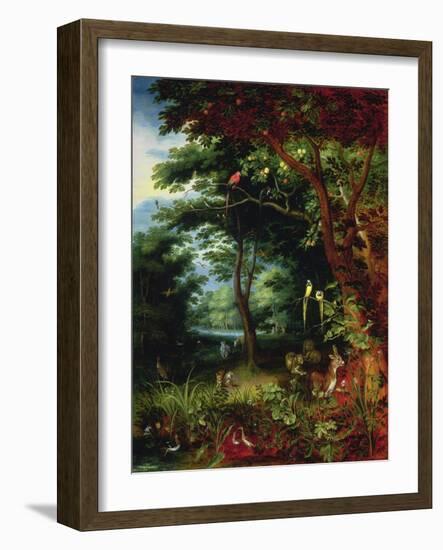 Paradise Scene with Adam and Eve-Jan Brueghel the Younger-Framed Giclee Print