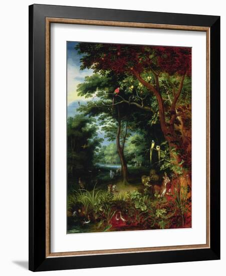 Paradise Scene with Adam and Eve-Jan Brueghel the Younger-Framed Giclee Print