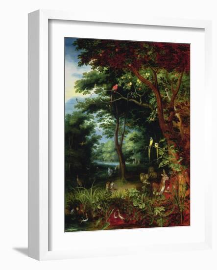 Paradise Scene with Adam and Eve-Jan Brueghel the Younger-Framed Giclee Print