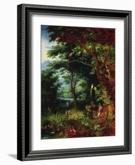 Paradise Scene with Adam and Eve-Jan Brueghel the Younger-Framed Giclee Print