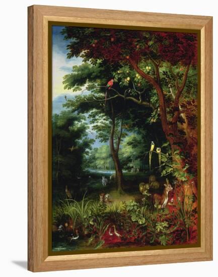 Paradise Scene with Adam and Eve-Jan Brueghel the Younger-Framed Premier Image Canvas