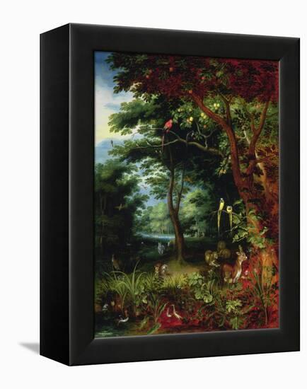 Paradise Scene with Adam and Eve-Jan Brueghel the Younger-Framed Premier Image Canvas