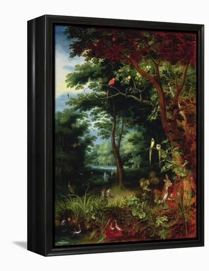 Paradise Scene with Adam and Eve-Jan Brueghel the Younger-Framed Premier Image Canvas