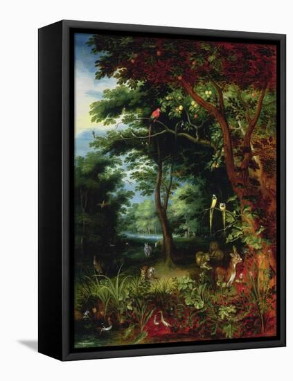 Paradise Scene with Adam and Eve-Jan Brueghel the Younger-Framed Premier Image Canvas