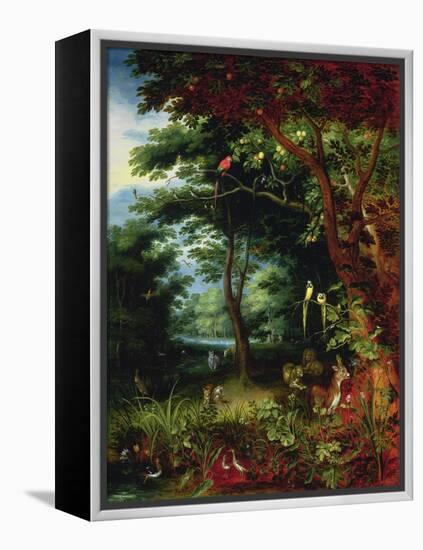 Paradise Scene with Adam and Eve-Jan Brueghel the Younger-Framed Premier Image Canvas