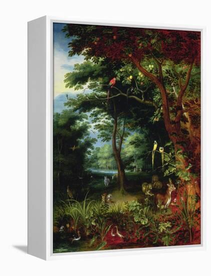 Paradise Scene with Adam and Eve-Jan Brueghel the Younger-Framed Premier Image Canvas