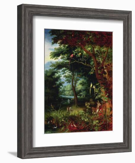 Paradise Scene with Adam and Eve-Jan Brueghel the Younger-Framed Giclee Print