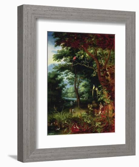 Paradise Scene with Adam and Eve-Jan Brueghel the Younger-Framed Giclee Print