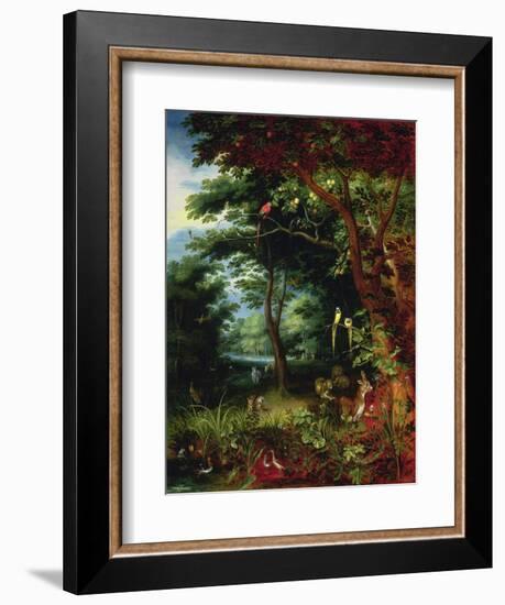 Paradise Scene with Adam and Eve-Jan Brueghel the Younger-Framed Giclee Print