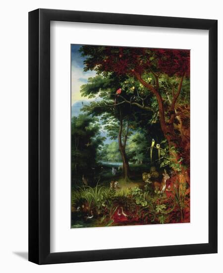 Paradise Scene with Adam and Eve-Jan Brueghel the Younger-Framed Giclee Print