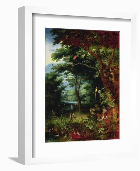 Paradise Scene with Adam and Eve-Jan Brueghel the Younger-Framed Giclee Print