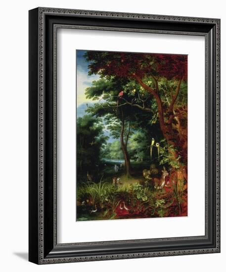 Paradise Scene with Adam and Eve-Jan Brueghel the Younger-Framed Giclee Print