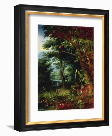 Paradise Scene with Adam and Eve-Jan Brueghel the Younger-Framed Giclee Print