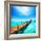Paradise. Vacations and Tourism Concept. Tropical Resort. Jetty on Isla Mujeres, Mexico,Cancun-Subbotina Anna-Framed Photographic Print
