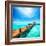 Paradise. Vacations and Tourism Concept. Tropical Resort. Jetty on Isla Mujeres, Mexico,Cancun-Subbotina Anna-Framed Photographic Print