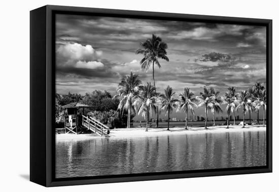 Paradisiacal Beach overlooking Downtown Miami - Florida-Philippe Hugonnard-Framed Premier Image Canvas