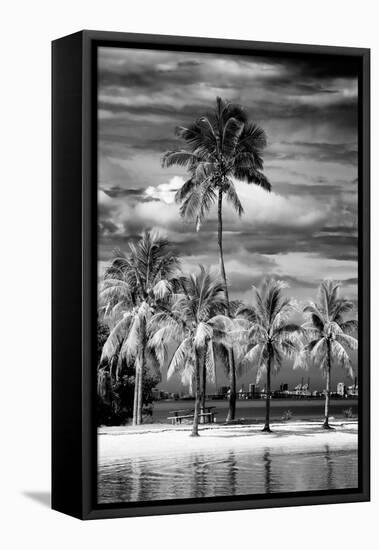Paradisiacal Beach overlooking Downtown Miami - Florida-Philippe Hugonnard-Framed Premier Image Canvas