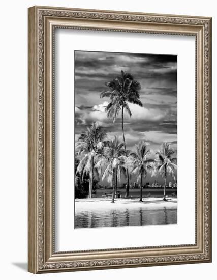 Paradisiacal Beach overlooking Downtown Miami - Florida-Philippe Hugonnard-Framed Photographic Print