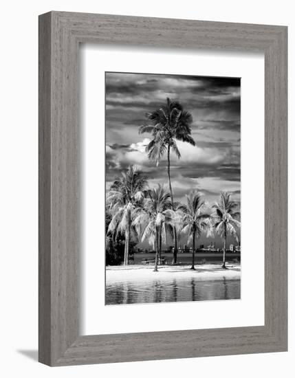 Paradisiacal Beach overlooking Downtown Miami - Florida-Philippe Hugonnard-Framed Photographic Print