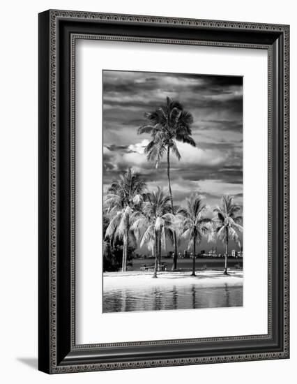 Paradisiacal Beach overlooking Downtown Miami - Florida-Philippe Hugonnard-Framed Photographic Print