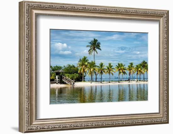 Paradisiacal Beach overlooking Downtown Miami - Florida-Philippe Hugonnard-Framed Photographic Print