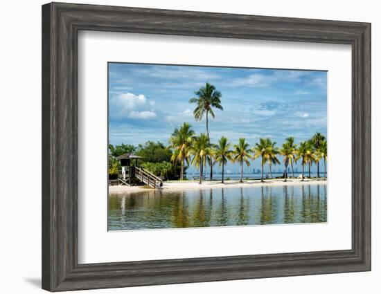 Paradisiacal Beach overlooking Downtown Miami - Florida-Philippe Hugonnard-Framed Photographic Print