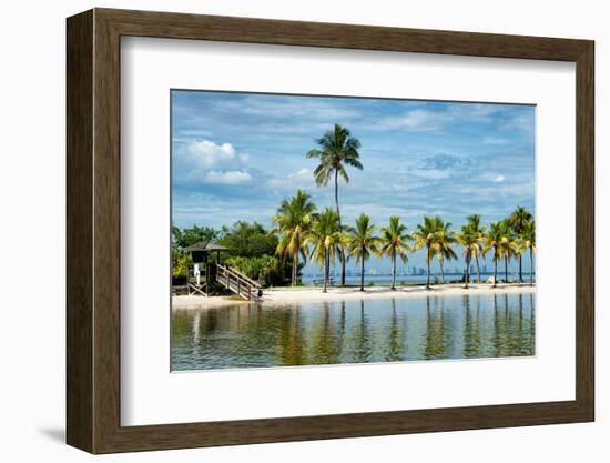 Paradisiacal Beach overlooking Downtown Miami - Florida-Philippe Hugonnard-Framed Photographic Print