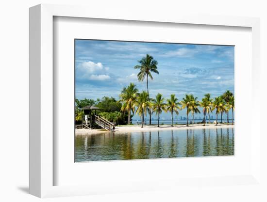 Paradisiacal Beach overlooking Downtown Miami - Florida-Philippe Hugonnard-Framed Photographic Print