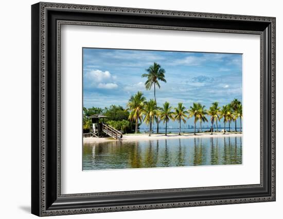 Paradisiacal Beach overlooking Downtown Miami - Florida-Philippe Hugonnard-Framed Photographic Print