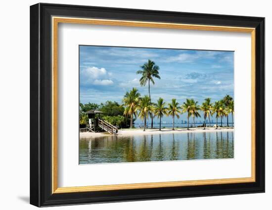 Paradisiacal Beach overlooking Downtown Miami - Florida-Philippe Hugonnard-Framed Photographic Print