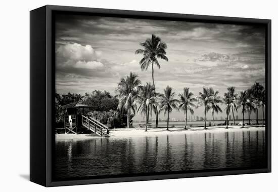 Paradisiacal Beach overlooking Downtown Miami - Florida-Philippe Hugonnard-Framed Premier Image Canvas