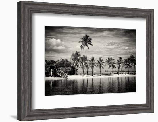 Paradisiacal Beach overlooking Downtown Miami - Florida-Philippe Hugonnard-Framed Photographic Print