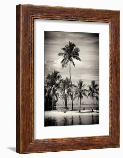 Paradisiacal Beach overlooking Downtown Miami - Florida-Philippe Hugonnard-Framed Photographic Print