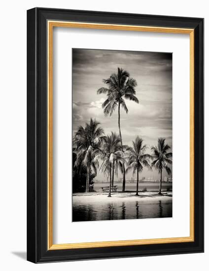 Paradisiacal Beach overlooking Downtown Miami - Florida-Philippe Hugonnard-Framed Photographic Print