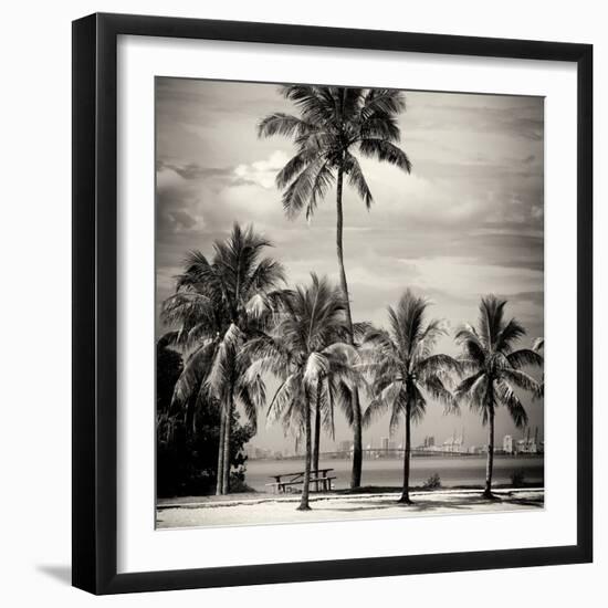 Paradisiacal Beach overlooking Downtown Miami - Florida-Philippe Hugonnard-Framed Photographic Print