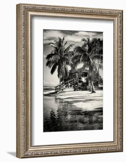 Paradisiacal Beach with a Life Guard Station - Miami - Florida-Philippe Hugonnard-Framed Photographic Print