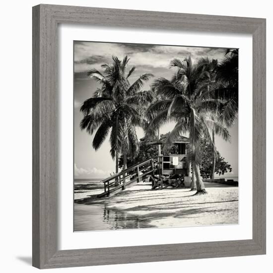 Paradisiacal Beach with a Life Guard Station - Miami - Florida-Philippe Hugonnard-Framed Photographic Print