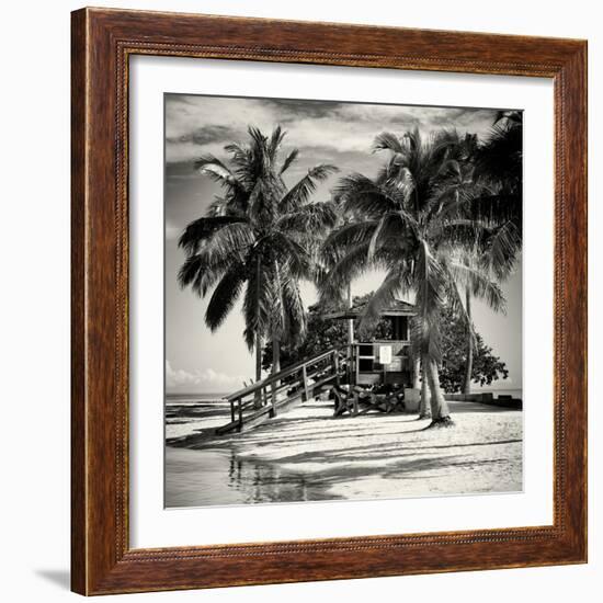 Paradisiacal Beach with a Life Guard Station - Miami - Florida-Philippe Hugonnard-Framed Photographic Print