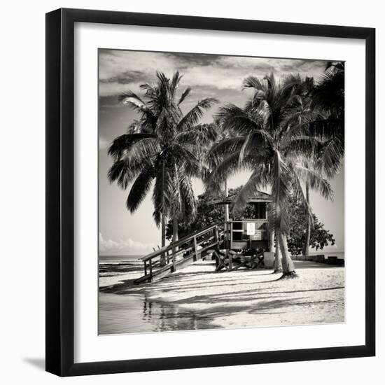 Paradisiacal Beach with a Life Guard Station - Miami - Florida-Philippe Hugonnard-Framed Photographic Print