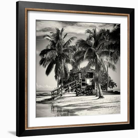 Paradisiacal Beach with a Life Guard Station - Miami - Florida-Philippe Hugonnard-Framed Photographic Print