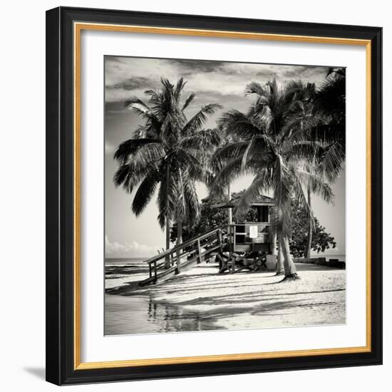 Paradisiacal Beach with a Life Guard Station - Miami - Florida-Philippe Hugonnard-Framed Photographic Print