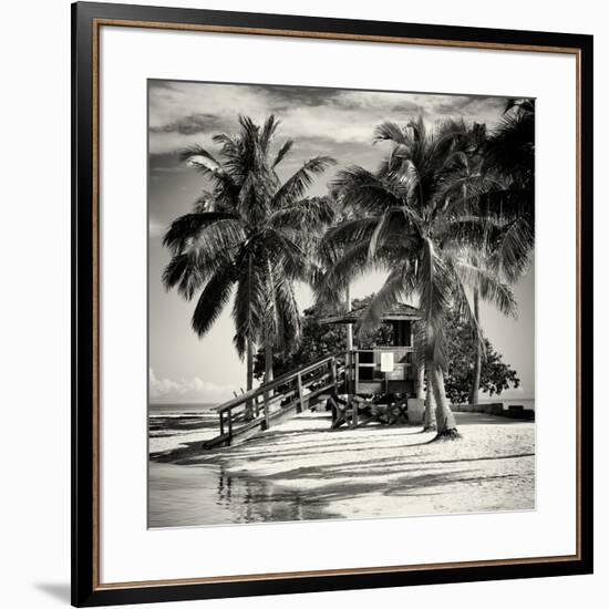 Paradisiacal Beach with a Life Guard Station - Miami - Florida-Philippe Hugonnard-Framed Photographic Print